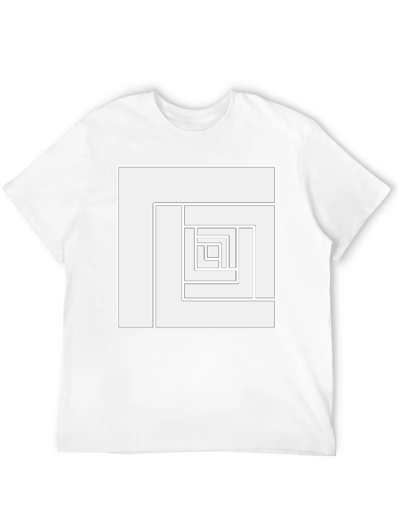 Geometric Maze Design Black T-Shirt