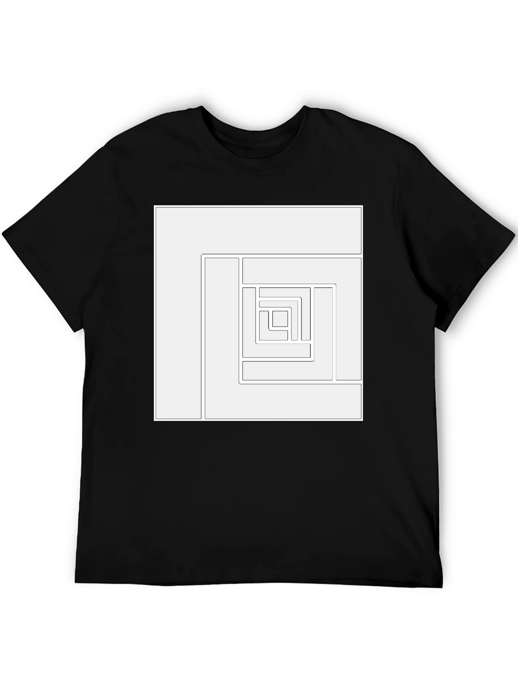 Geometric Maze Design Black T-Shirt