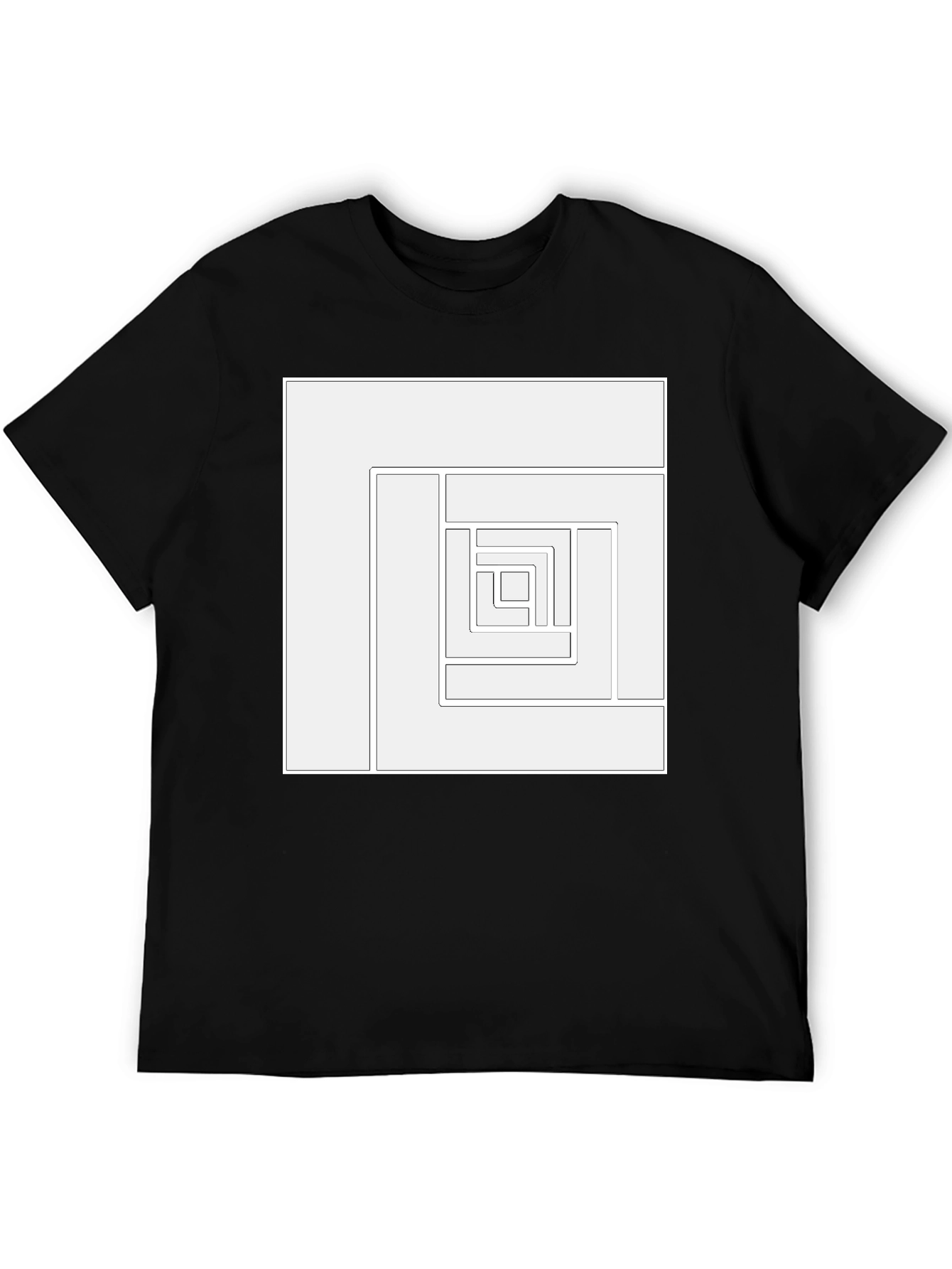 Geometric Maze Design Black T-Shirt