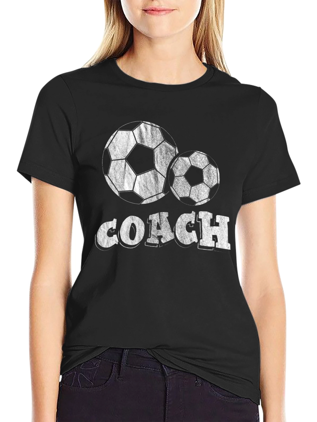 Soccer Coach T-Shirt - Black Cotton Blend Tee