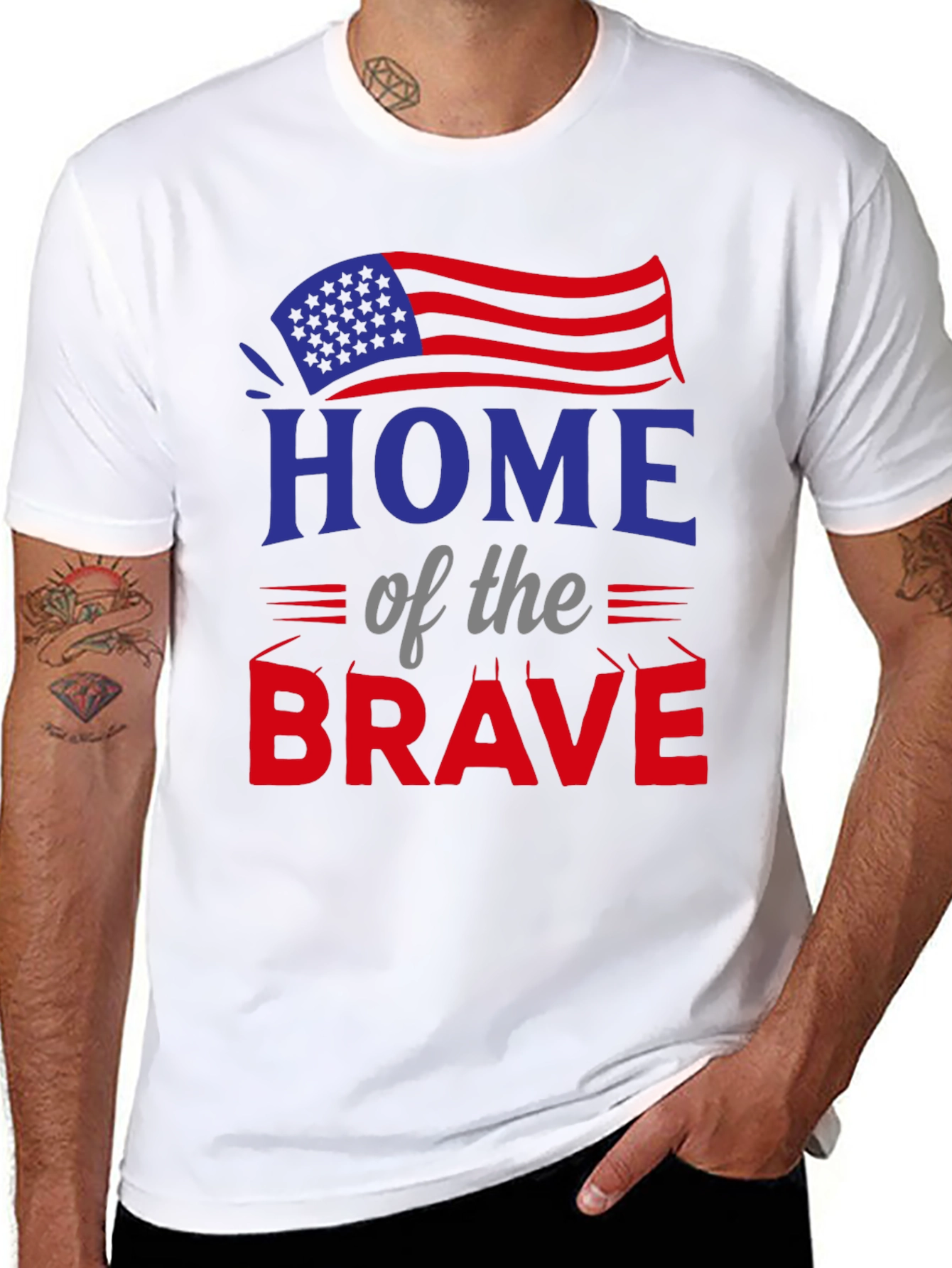 Home of the Brave Patriotic Graphic T-Shirt