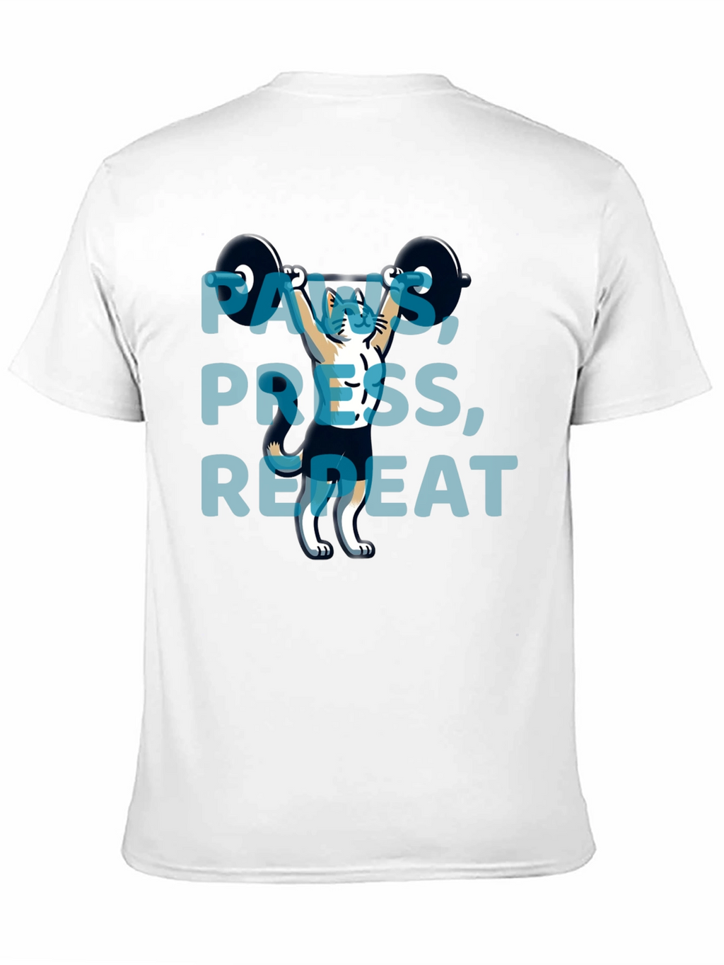Paws Press Repeat Weightlifting Cat Graphic T-Shirt