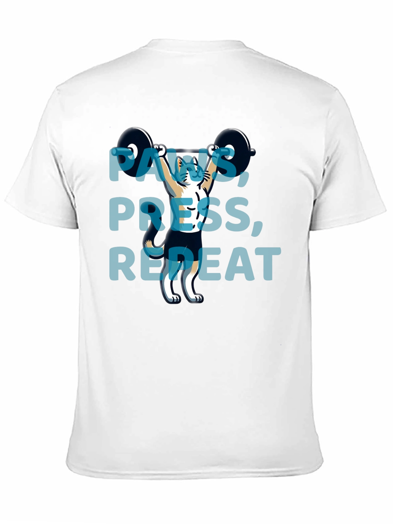 Paws Press Repeat Weightlifting Cat Graphic T-Shirt