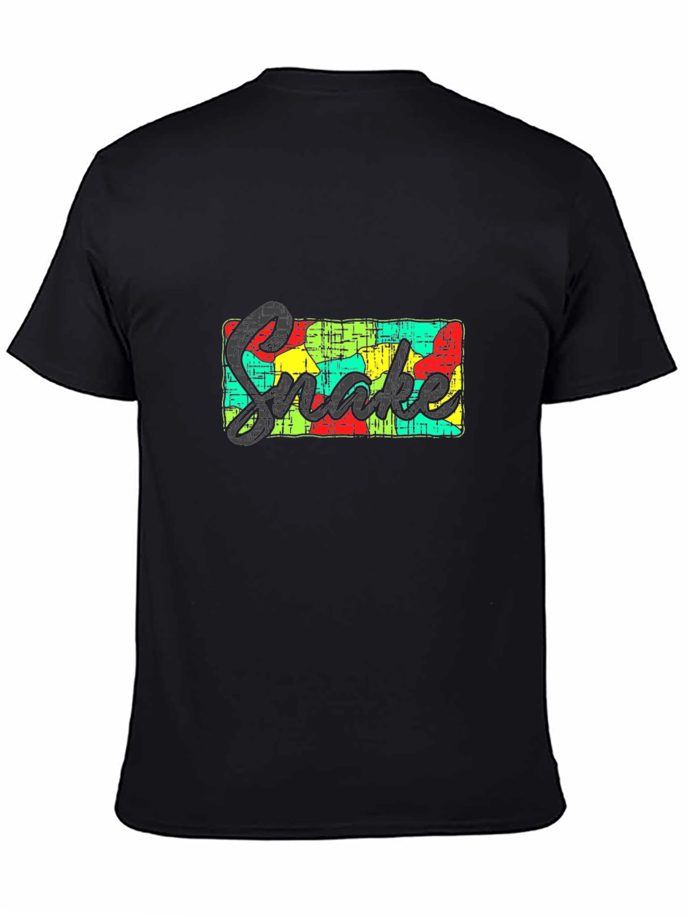Mens Black Graphic Tee - Snake Design
