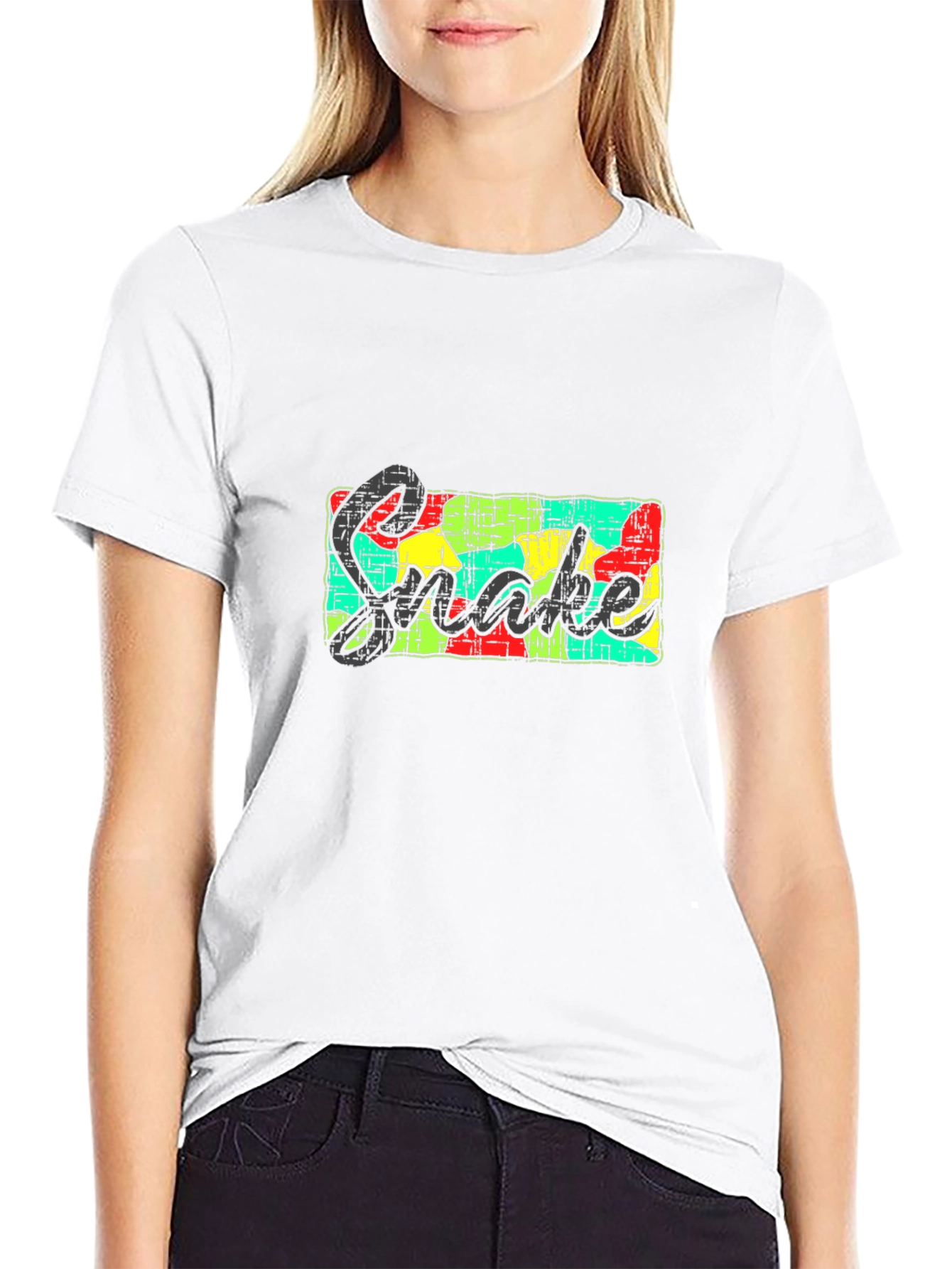 Mens Black Graphic Tee - Snake Design