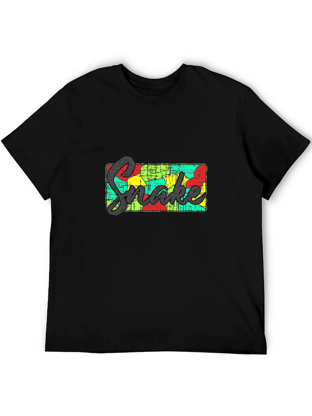 Mens Black Graphic Tee - Snake Design