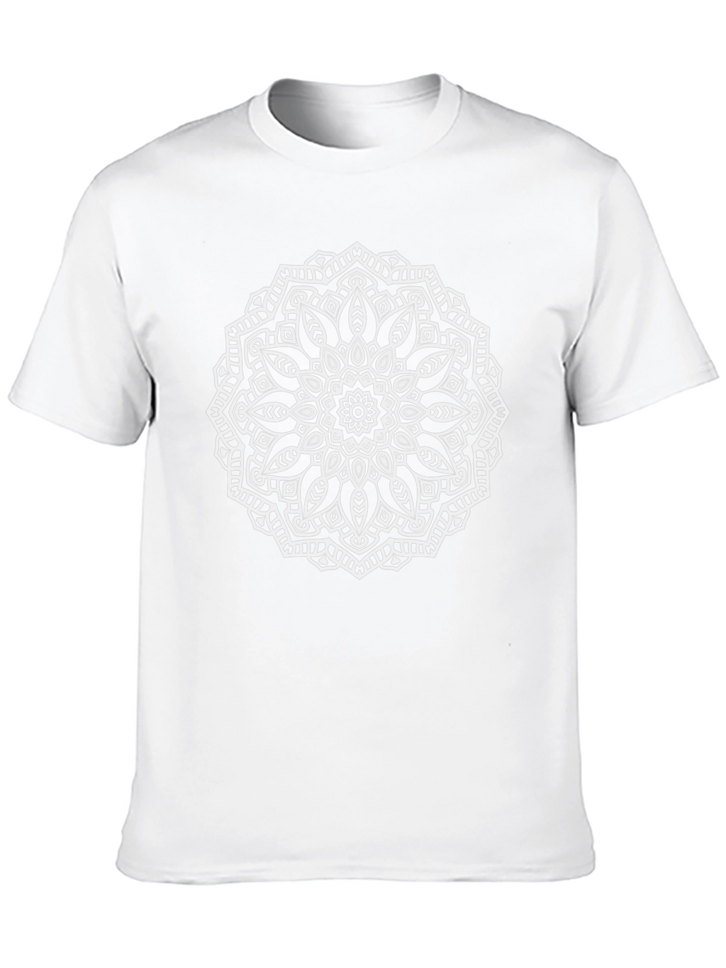 Black T-Shirt with White Mandala Design