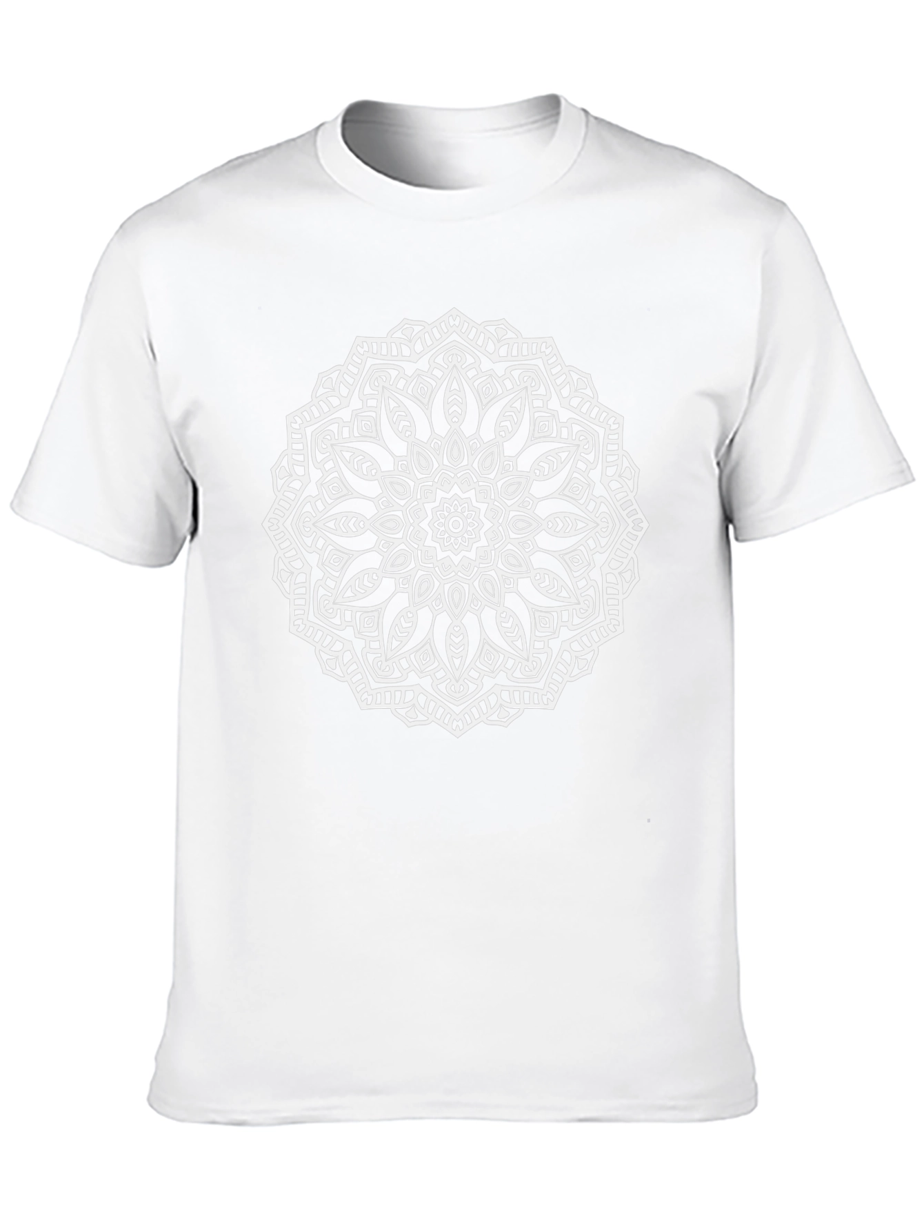 Black T-Shirt with White Mandala Design