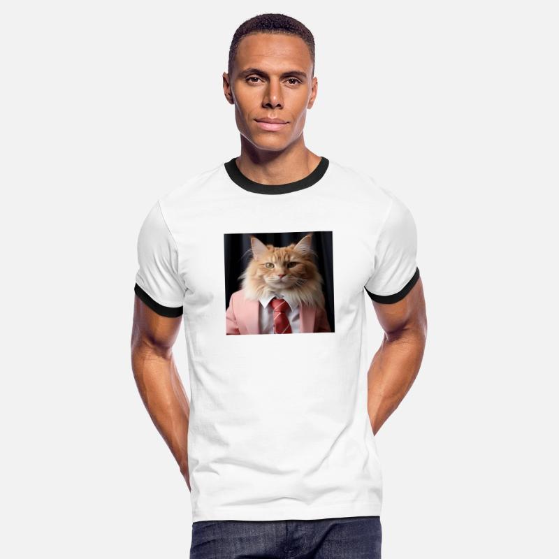 Cute Cat Man in a Pink Suit and Tie