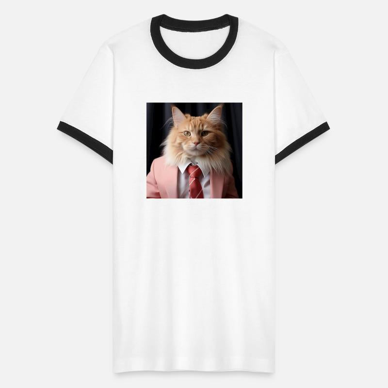Cute Cat Man in a Pink Suit and Tie