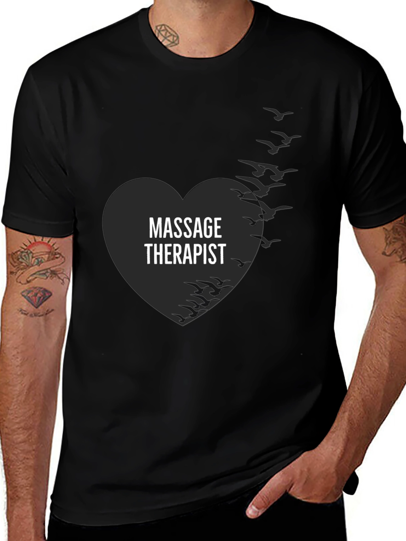 Massage Therapist Heart Graphic Tee - Black