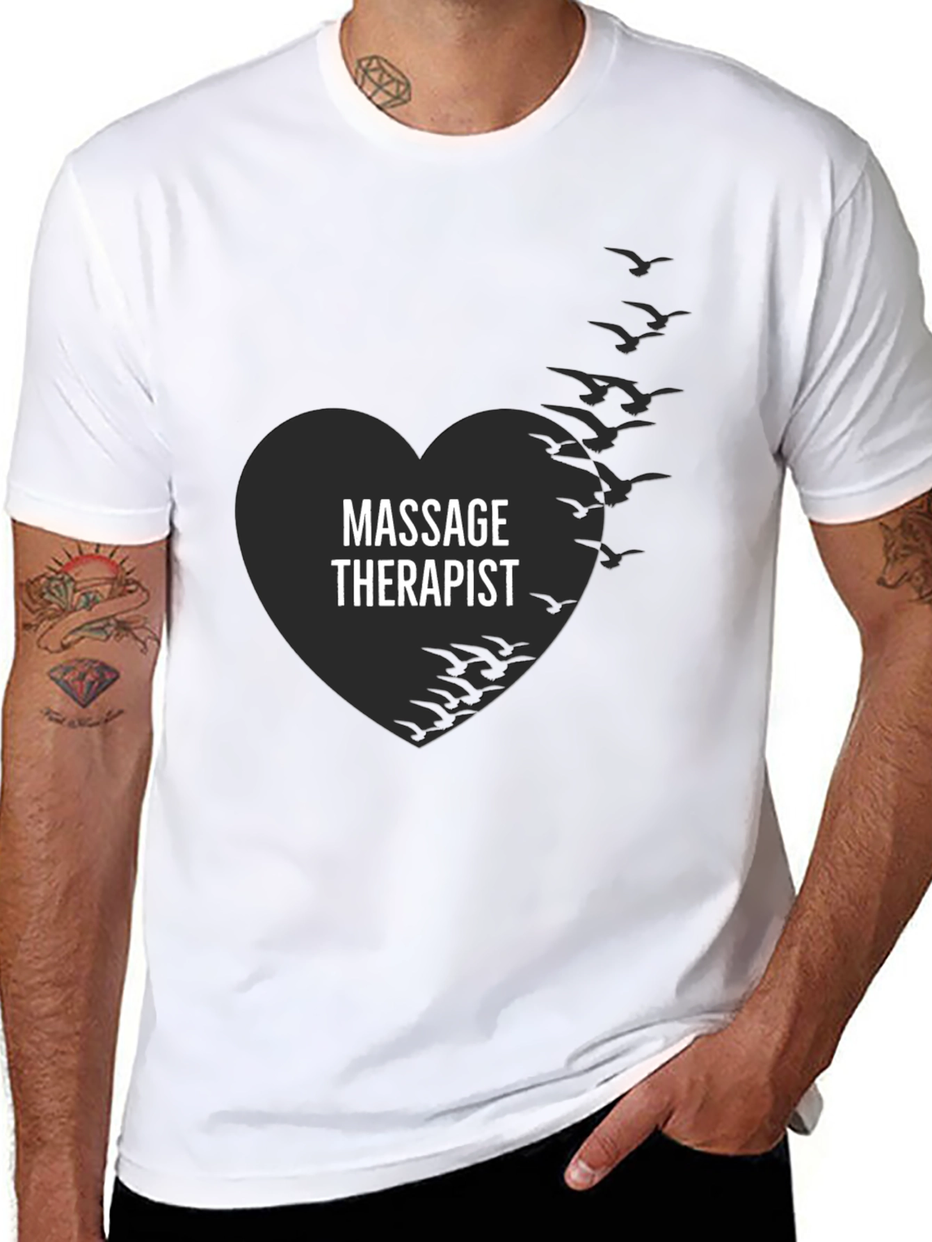 Massage Therapist Heart Graphic Tee - Black