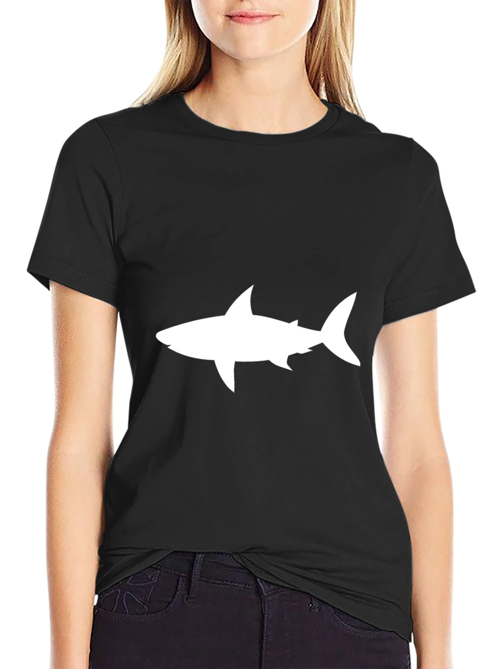 Shark Graphic Tee - Black Cotton Casual Shirt