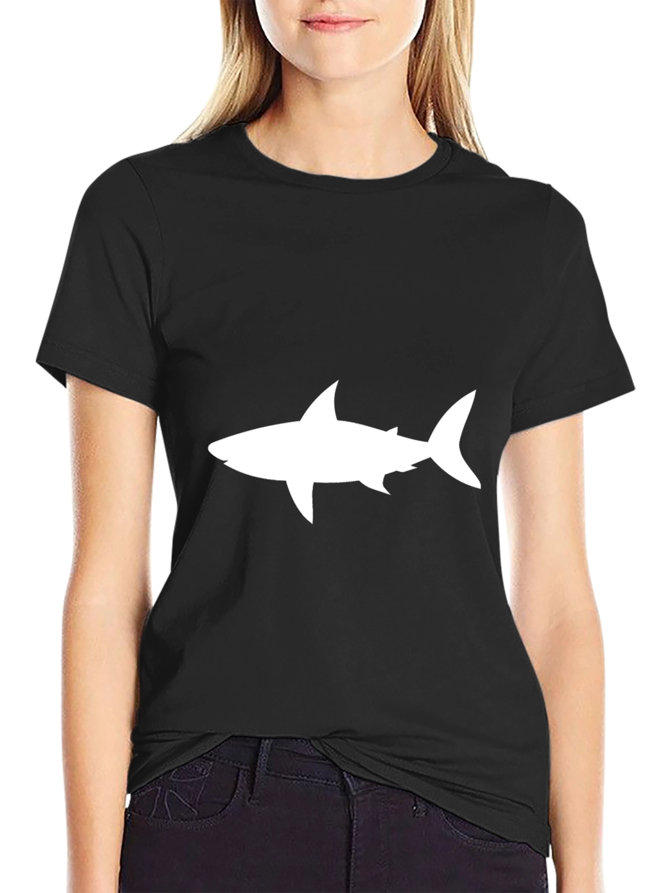 Shark Graphic Tee - Black Cotton Casual Shirt
