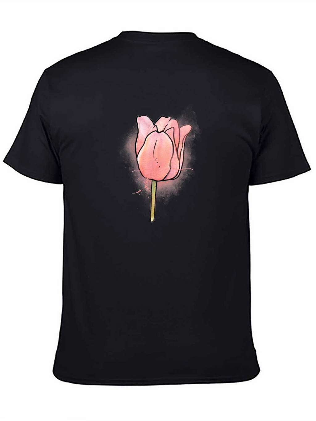 Tulip Graphic Black T-Shirt for Men