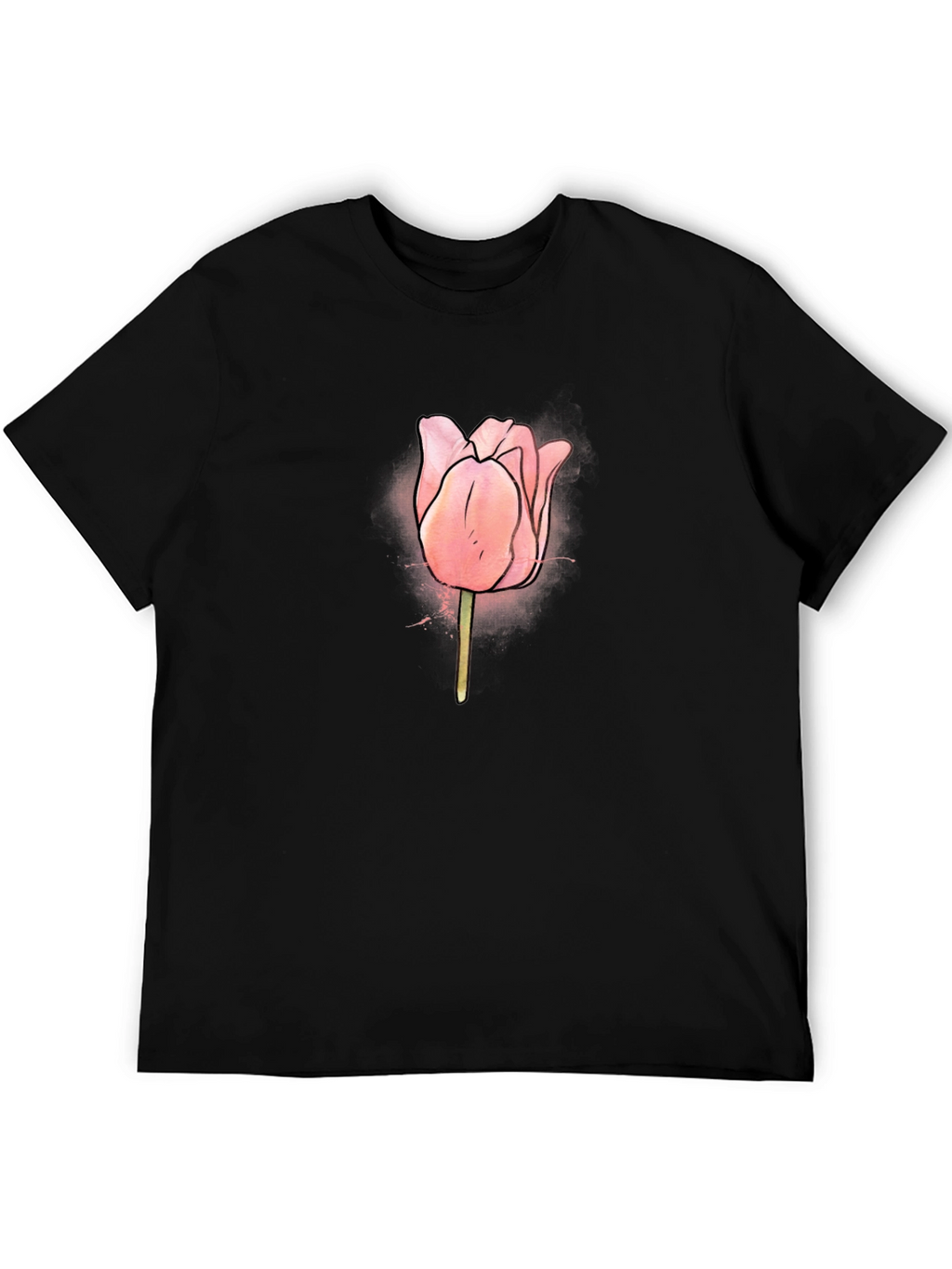 Tulip Graphic Black T-Shirt for Men