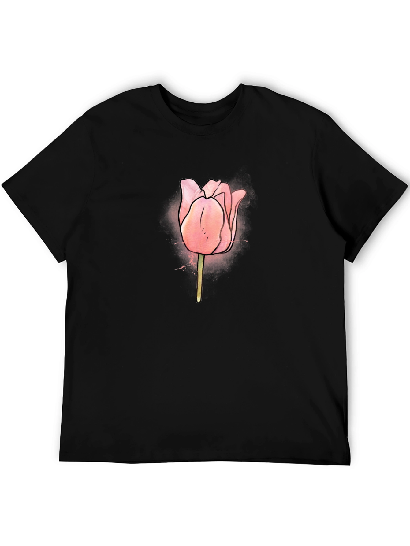Tulip Graphic Black T-Shirt for Men