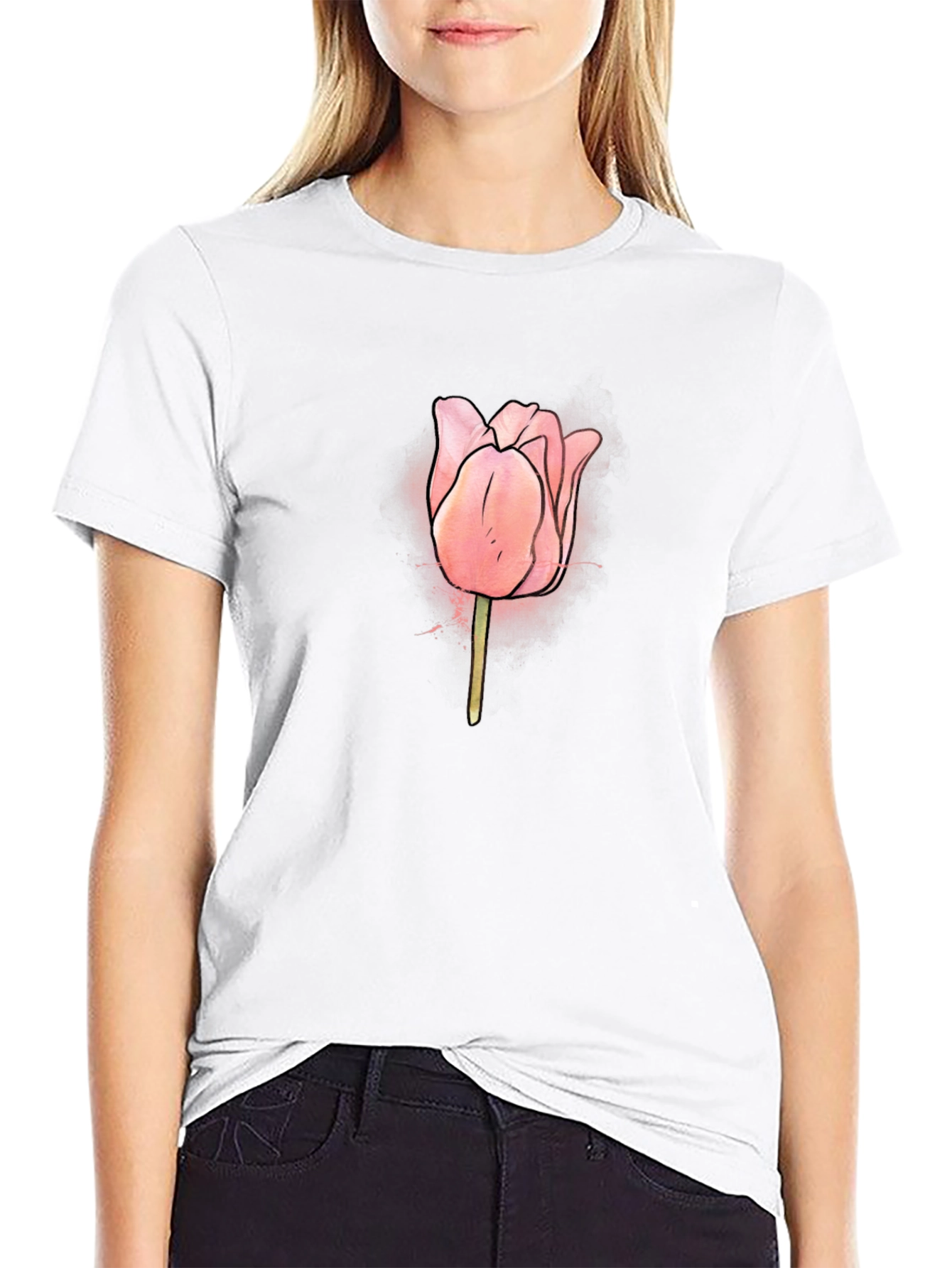 Tulip Graphic Black T-Shirt for Men