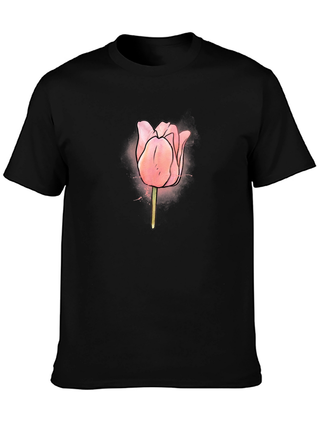 Tulip Graphic Black T-Shirt for Men