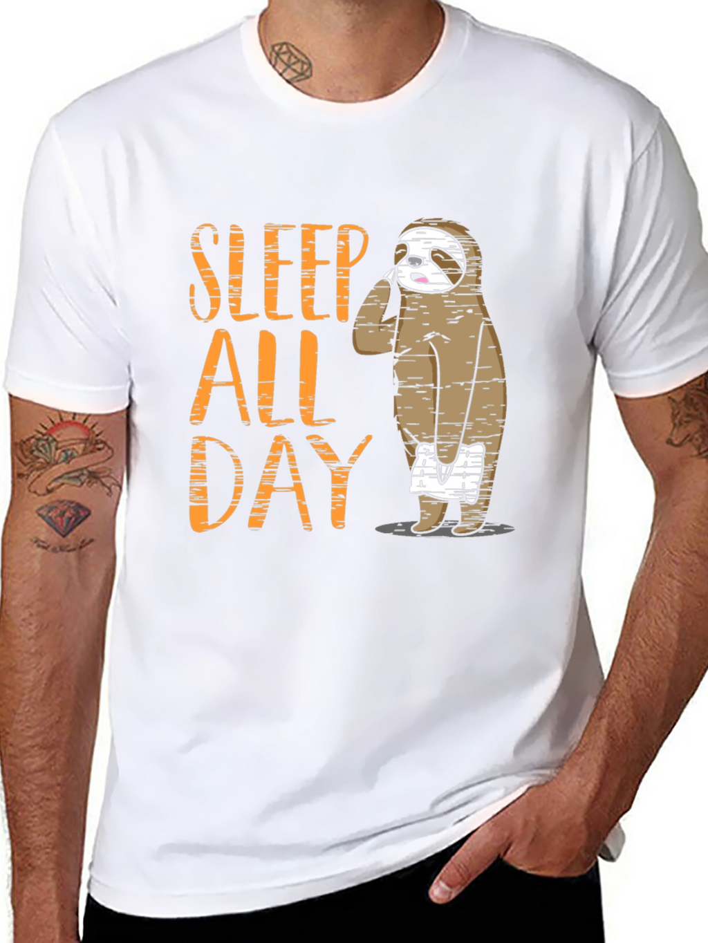 Sleep All Day Sloth Graphic T-Shirt