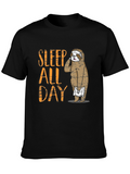Sleep All Day Sloth Graphic T-Shirt