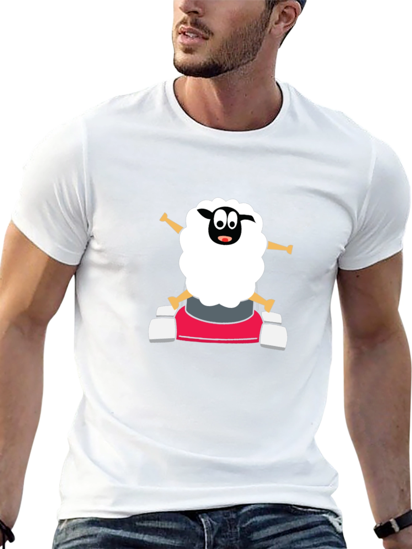 Cartoon Sheep Go-Kart T-Shirt