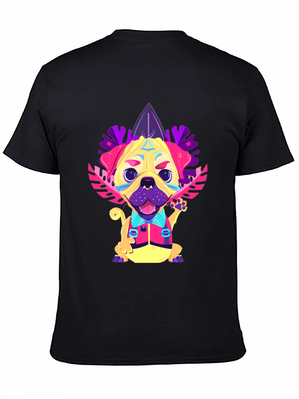 Funky Pug Graphic Tee - Mens Black T-Shirt