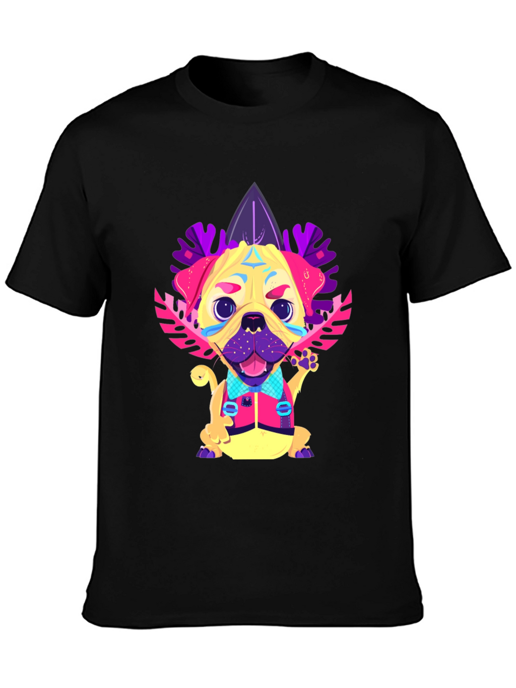 Funky Pug Graphic Tee - Mens Black T-Shirt