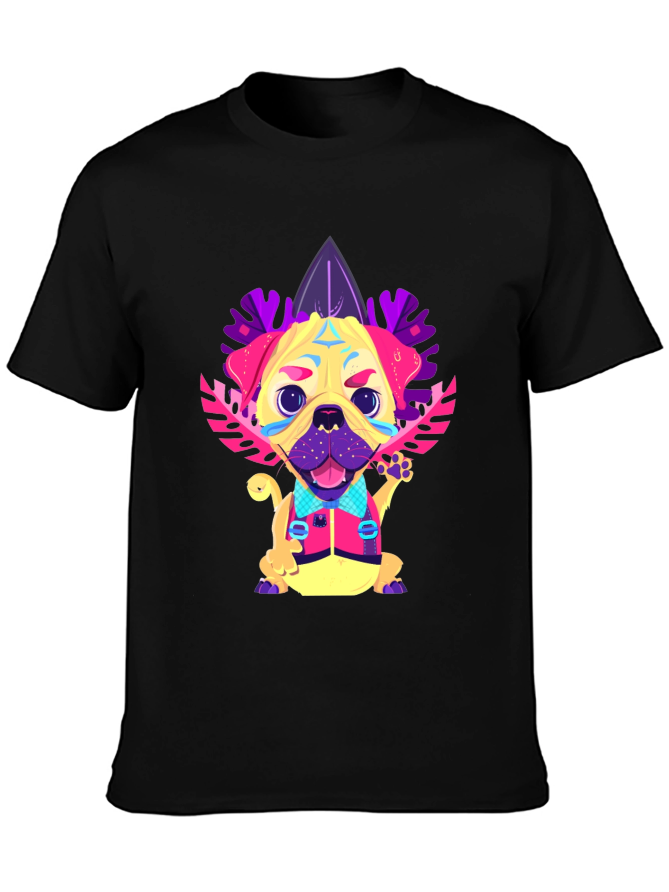 Funky Pug Graphic Tee - Mens Black T-Shirt