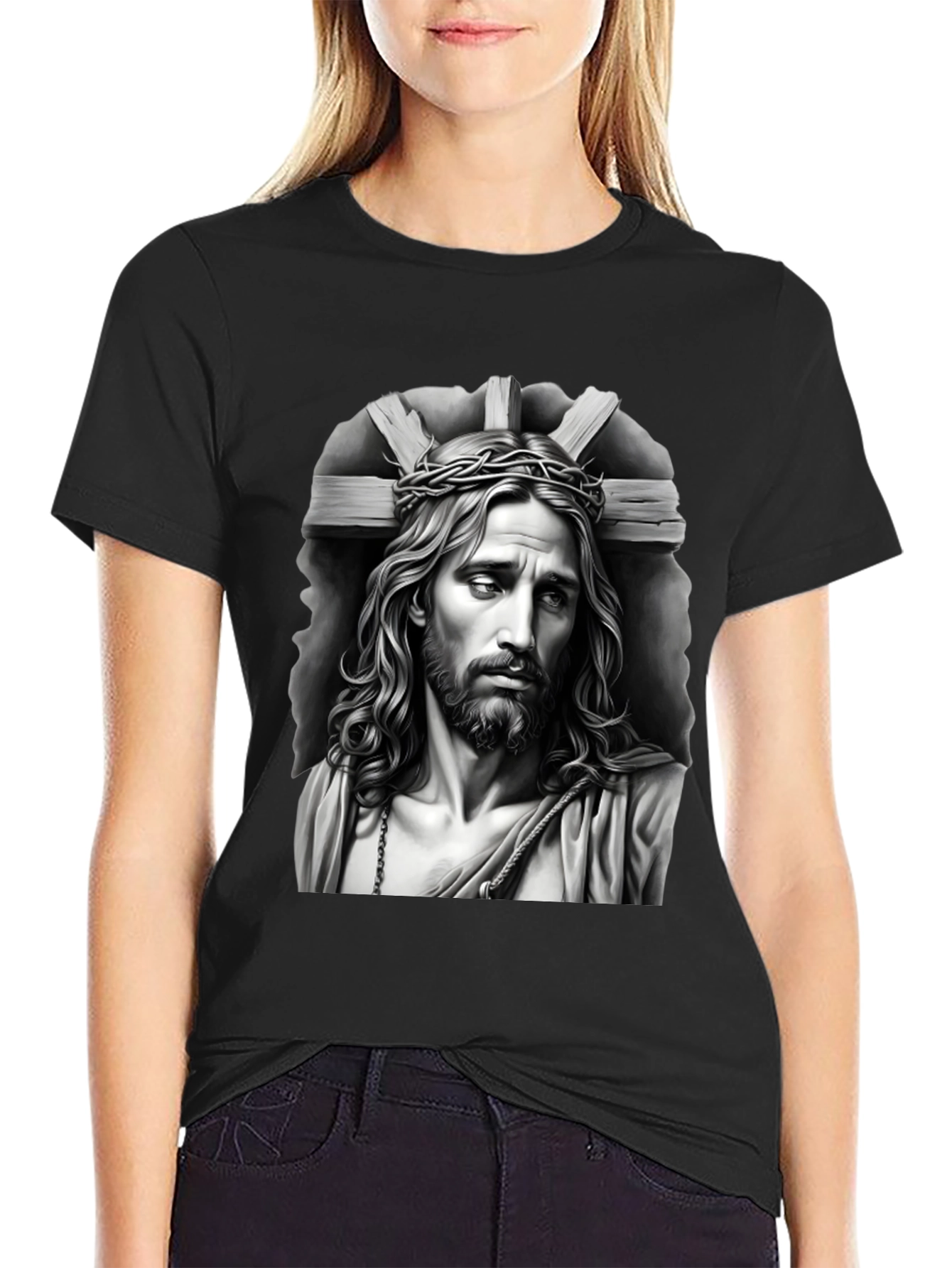 Jesus Graphic Tee - Crown of Thorns Black T-Shirt