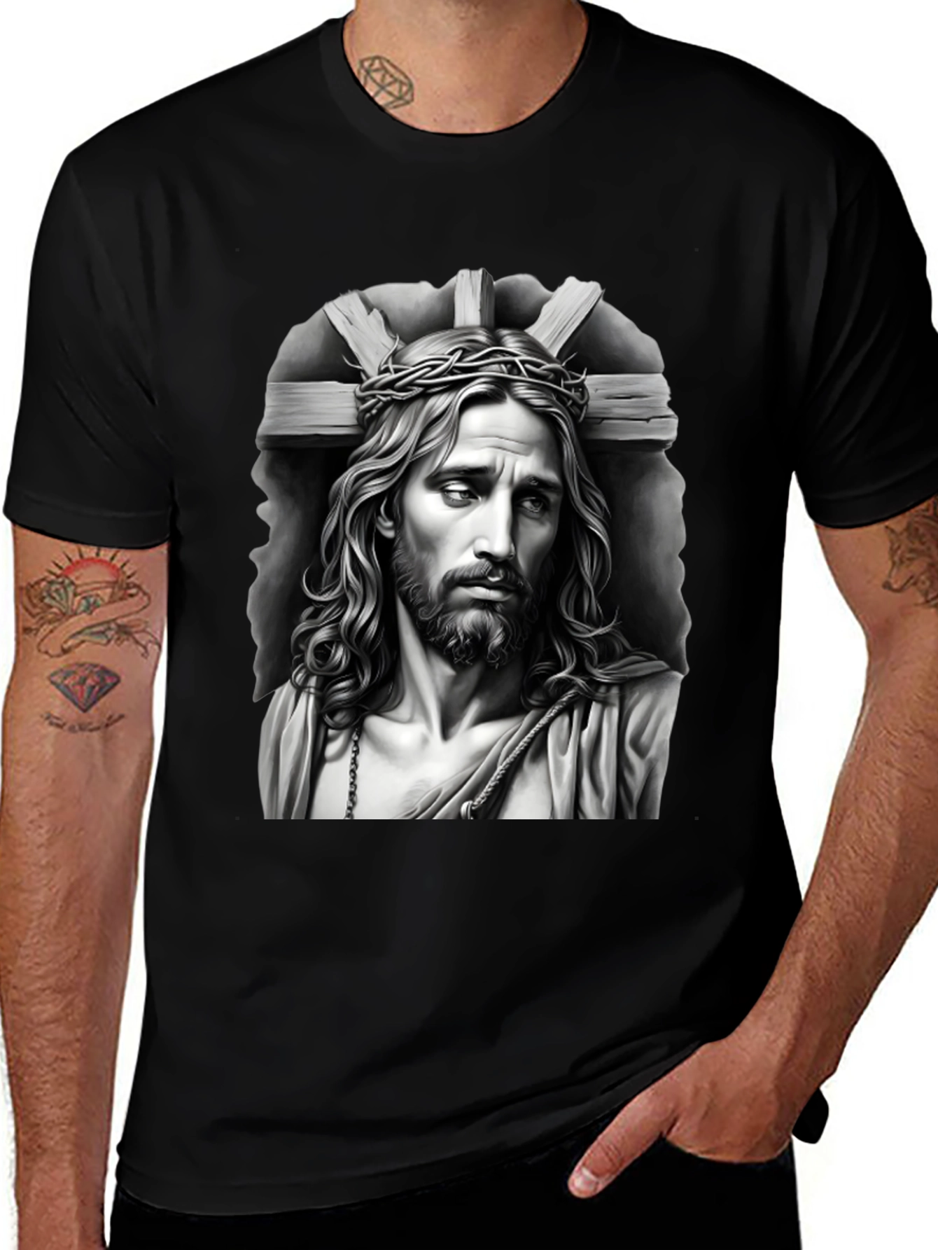 Jesus Graphic Tee - Crown of Thorns Black T-Shirt