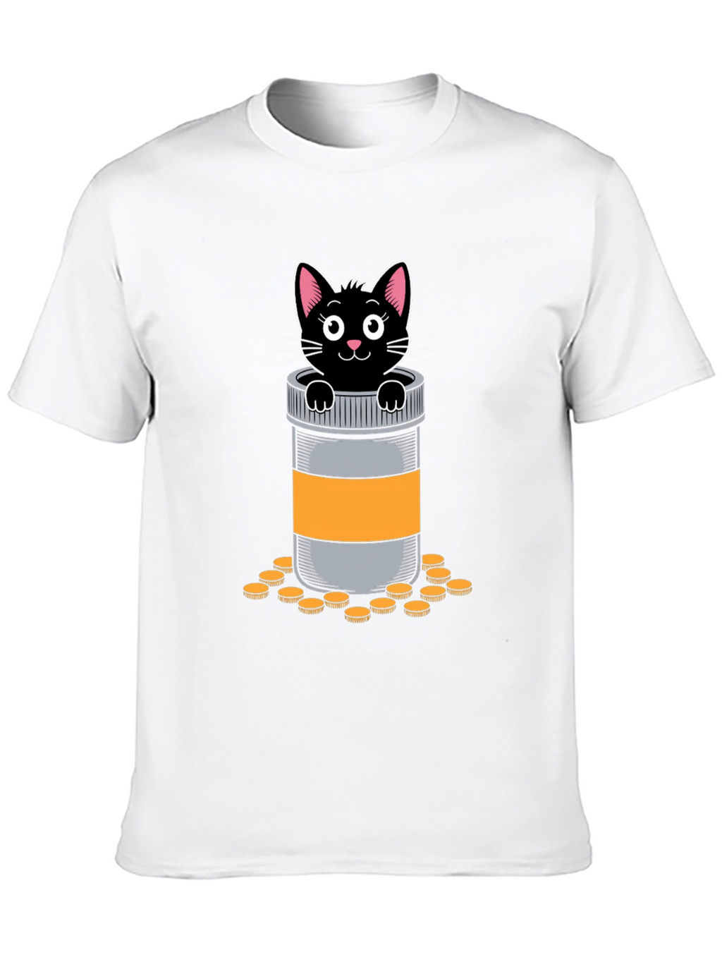 Cat in Pill Bottle Graphic T-Shirt