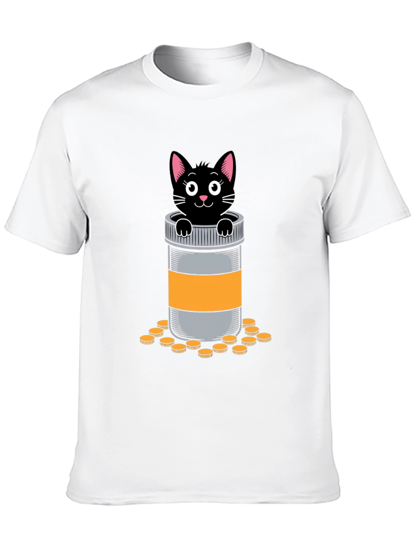 Cat in Pill Bottle Graphic T-Shirt