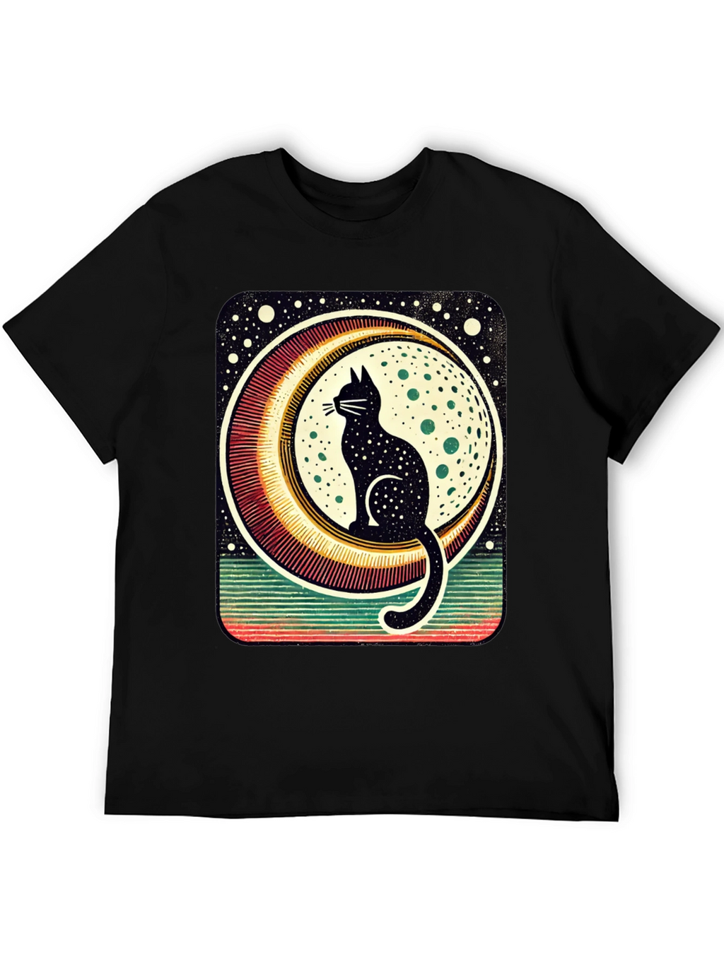 Black Cat Moon Graphic Tee - Stylish Unisex T-Shirt