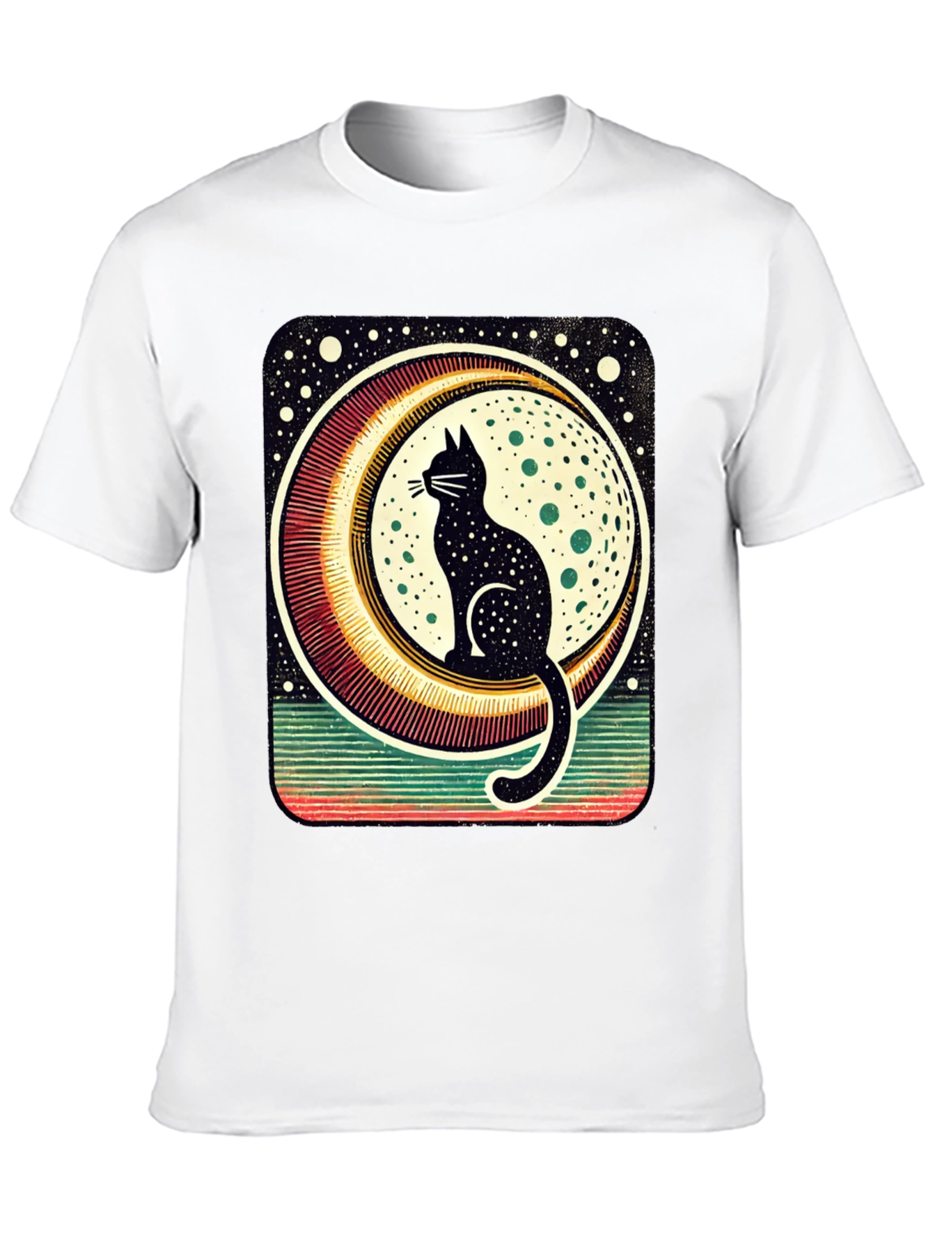 Black Cat Moon Graphic Tee - Stylish Unisex T-Shirt