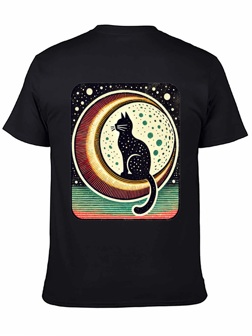 Black Cat Moon Graphic Tee - Stylish Unisex T-Shirt