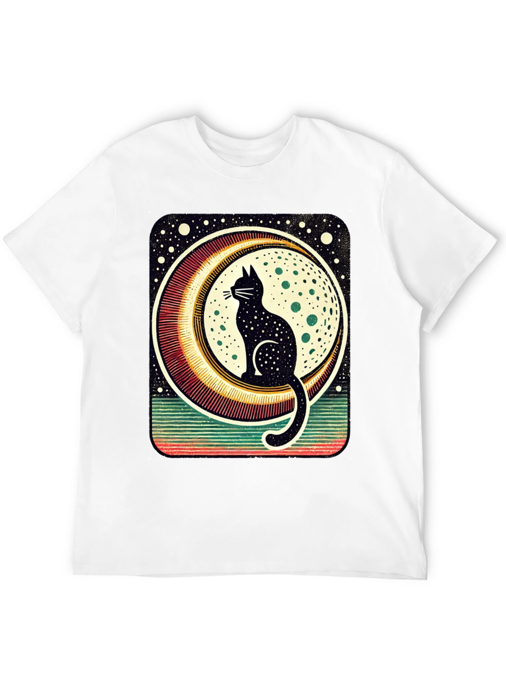 Black Cat Moon Graphic Tee - Stylish Unisex T-Shirt