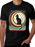 Black Cat Moon Graphic Tee - Stylish Unisex T-Shirt