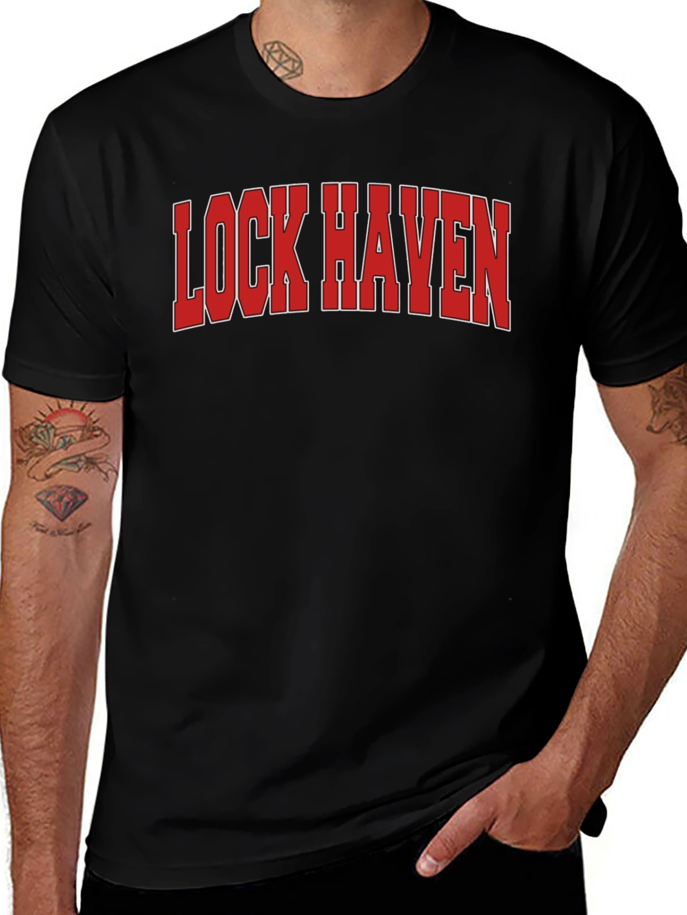 Lock Haven T-Shirt - Red Text Graphic Tee