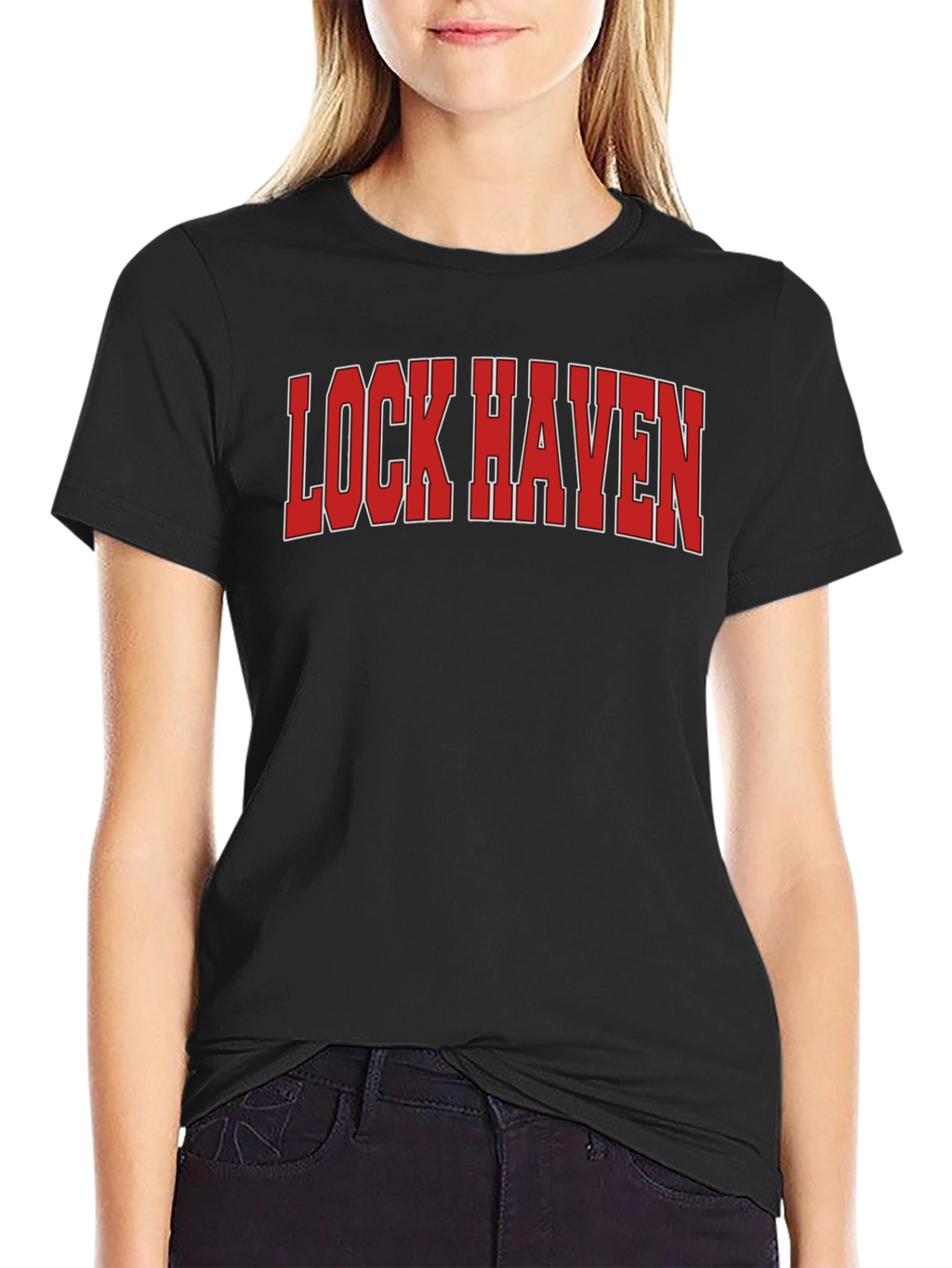 Lock Haven T-Shirt - Red Text Graphic Tee