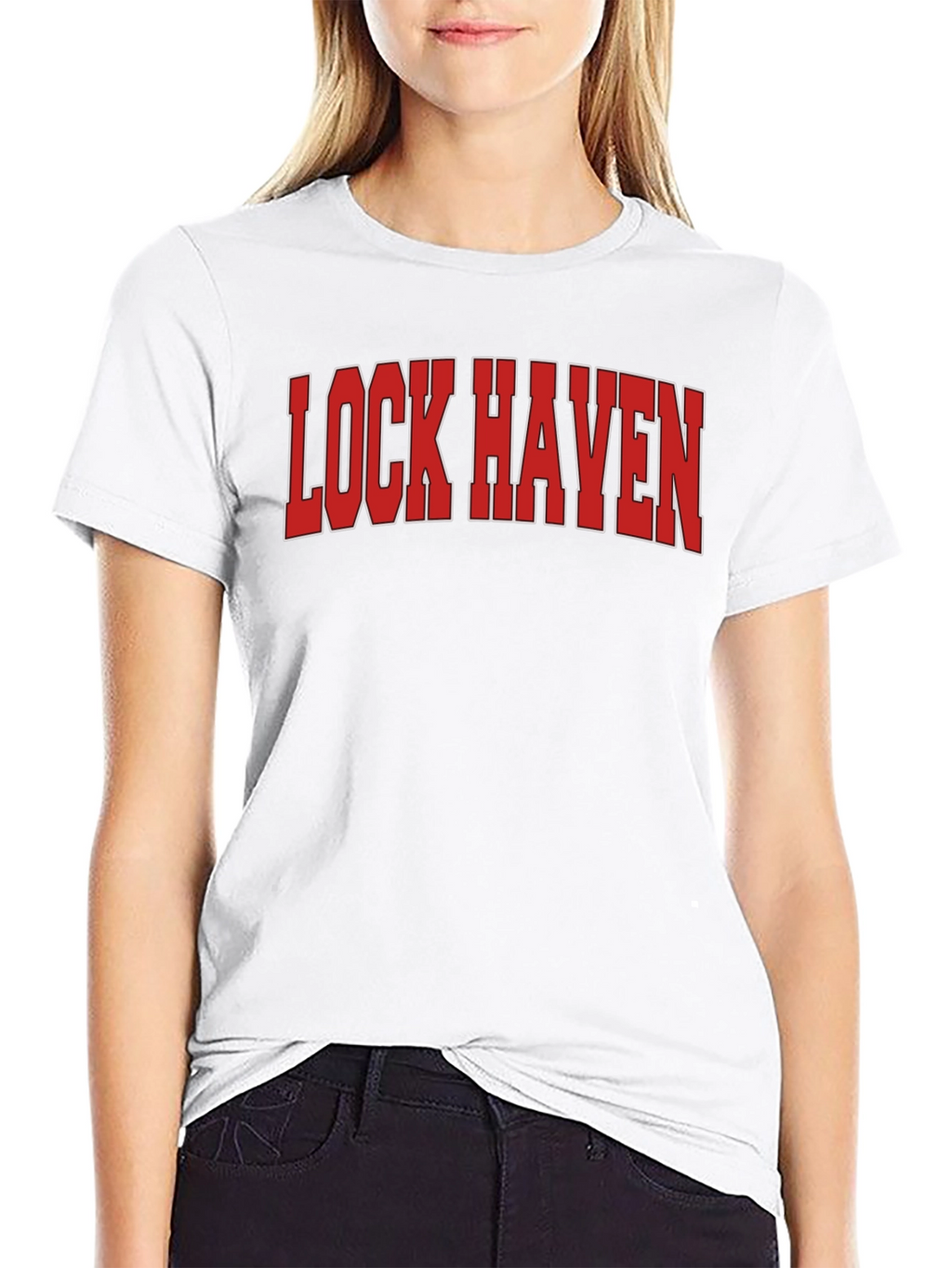 Lock Haven T-Shirt - Red Text Graphic Tee