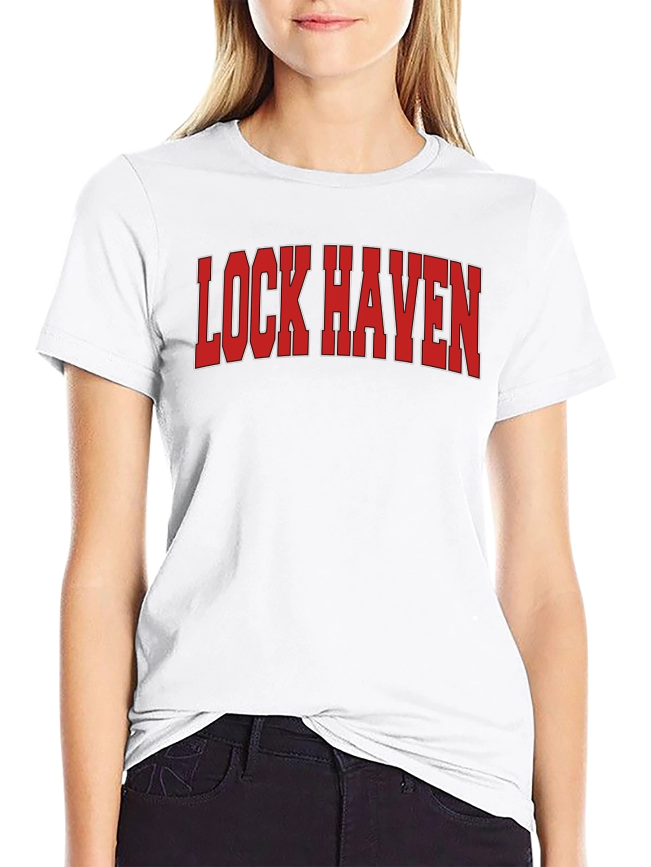 Lock Haven T-Shirt - Red Text Graphic Tee