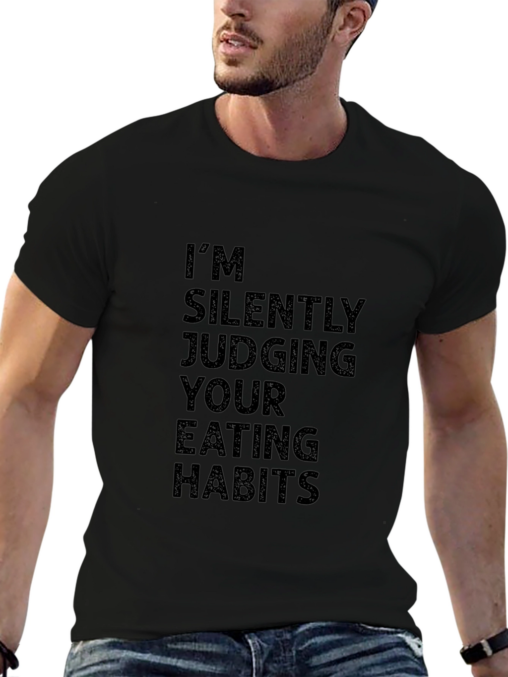 Im Silently Judging Eating Habits Black Graphic Tee