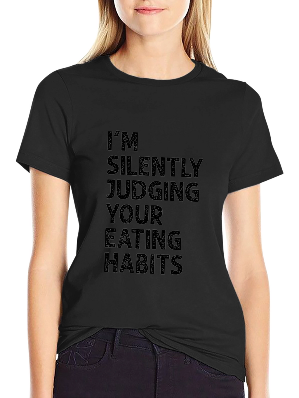 Im Silently Judging Eating Habits Black Graphic Tee