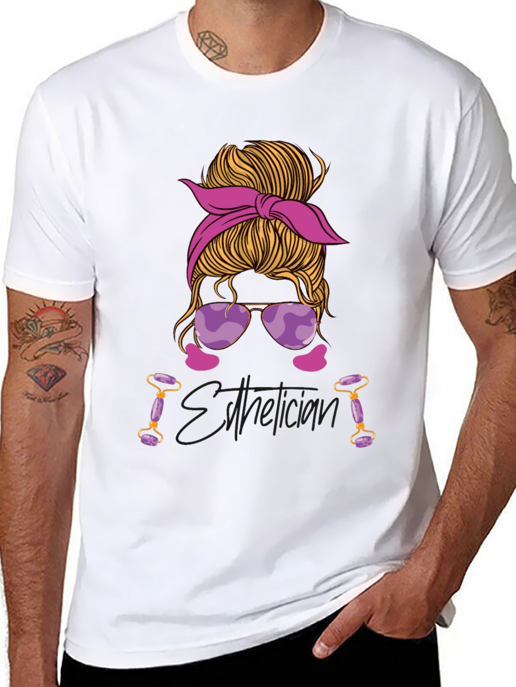 Esthetician Messy Bun Graphic T-Shirt