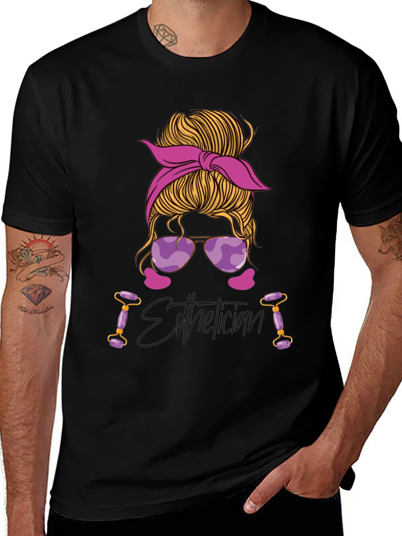 Esthetician Messy Bun Graphic T-Shirt