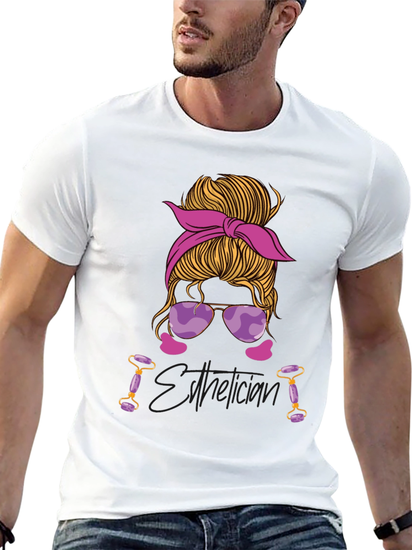 Esthetician Messy Bun Graphic T-Shirt