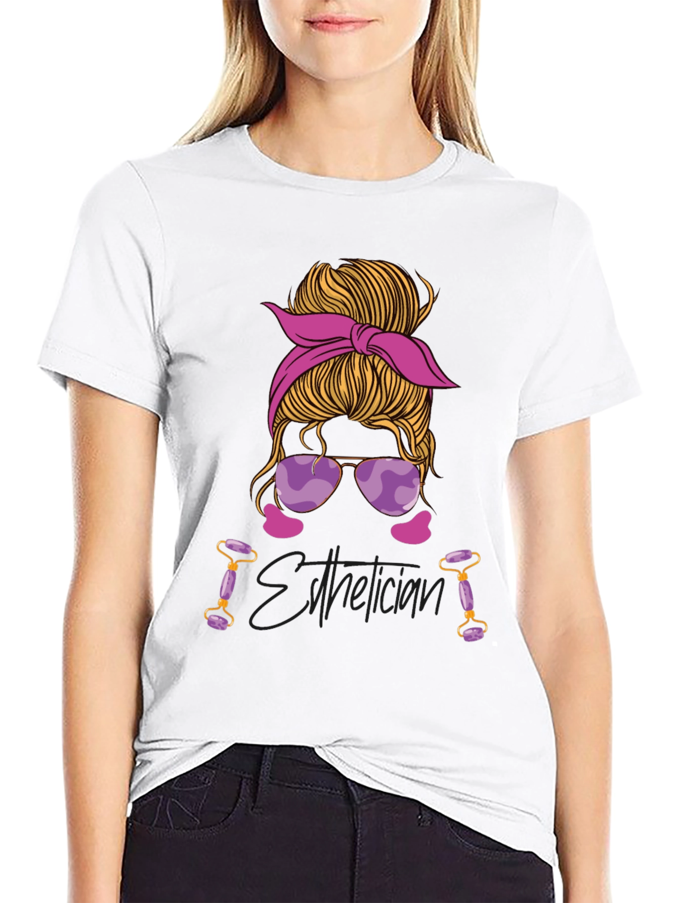 Esthetician Messy Bun Graphic T-Shirt