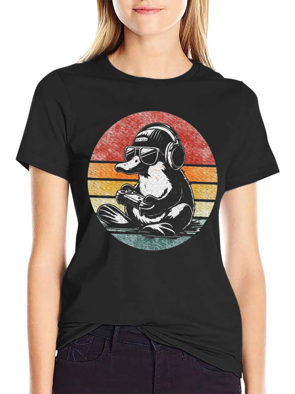 Gamer Platypus T-Shirt - Retro Style