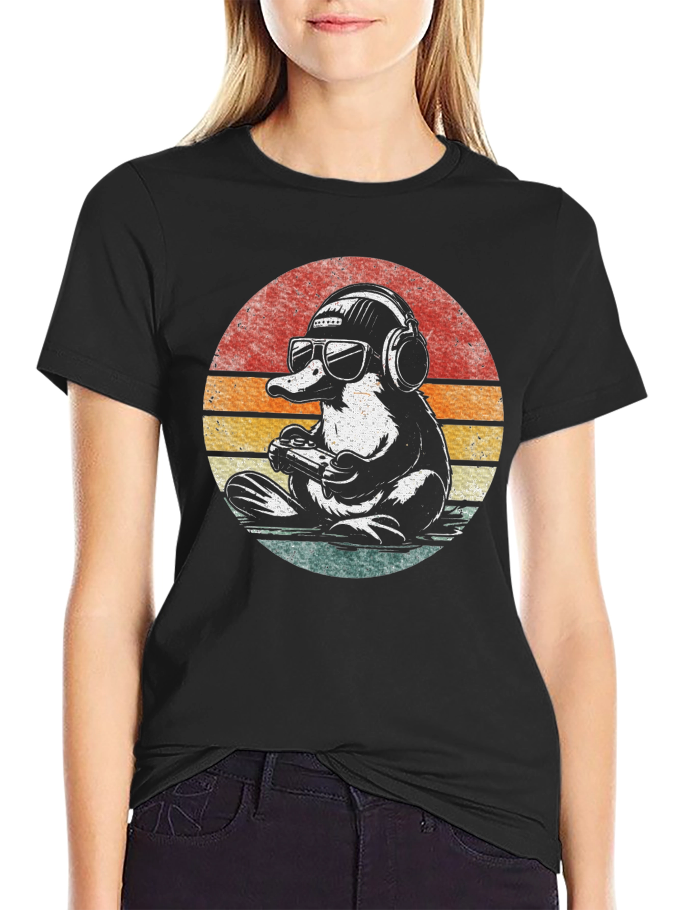 Gamer Platypus T-Shirt - Retro Style